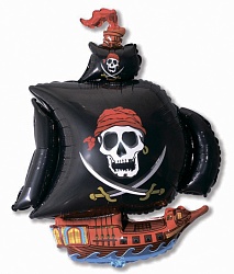 Фольгированный шарик "Пиратский корабль черный ", 104 см